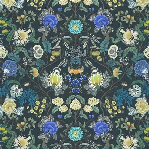 Brocart Decoratif Velours Indigo Fabric by Designers Guild 