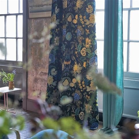 Brocart Decoratif Velours Indigo Fabric by Designers Guild 