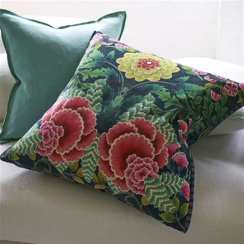 Brocart Decoratif Velours Noir Cushion by Designers Guild