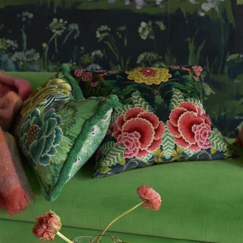 Brocart Decoratif Velours Noir Cushion by Designers Guild