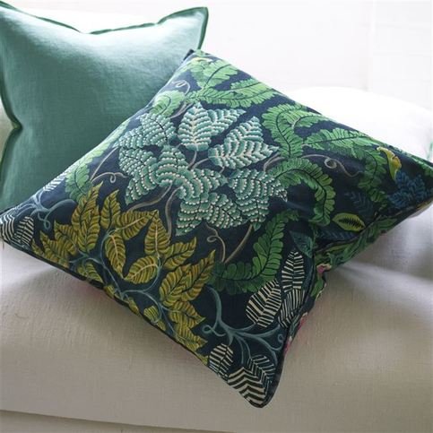 Brocart Decoratif Velours Noir Cushion by Designers Guild