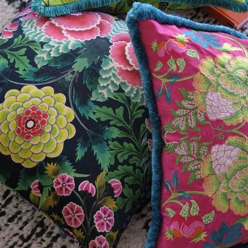 Brocart Decoratif Velours Noir Cushion by Designers Guild