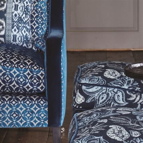 Brocatello Indigo Fabric by William Yeoward
