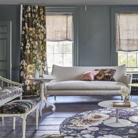 Dahlia Noir Slate Fabric by Designers Guild 