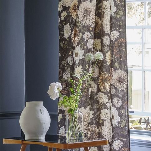Dahlia Noir Slate Fabric by Designers Guild 