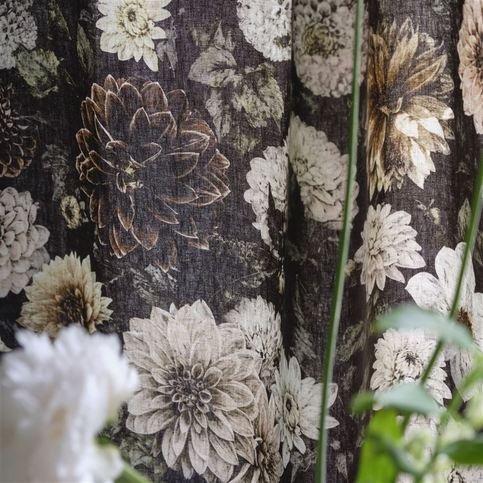 Dahlia Noir Slate Fabric by Designers Guild 