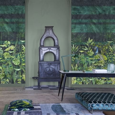 Arjuna Leaf With Peacock Viridian Wallcovering by Designers Guild