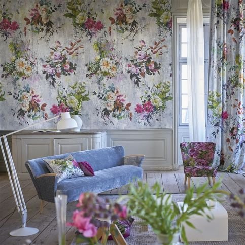Aubriet Fuchsia Wallpaper by Designers Guild 