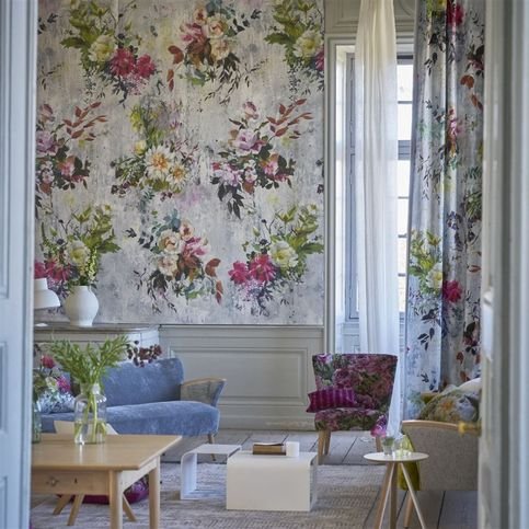 Aubriet Fuchsia Wallpaper by Designers Guild 