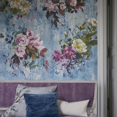 Aubriet Slate Blue Wallpaper by Designers Guild  
