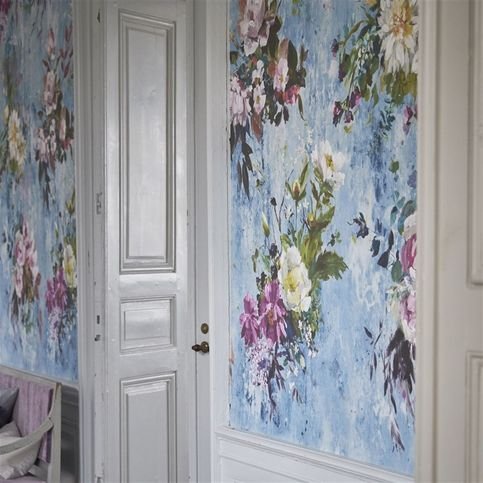 Aubriet Slate Blue Wallpaper by Designers Guild  