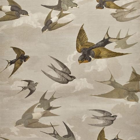 Chimney Swallows Sepia Wallcovering by Designers Guild