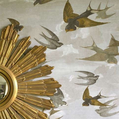 Chimney Swallows Sepia Wallcovering by Designers Guild