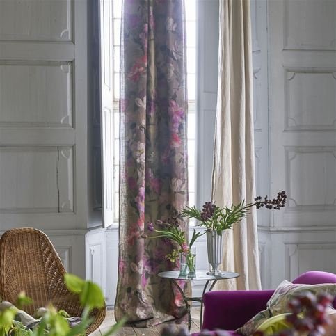 Damask Flower Damson Fabric by Designers Guild 