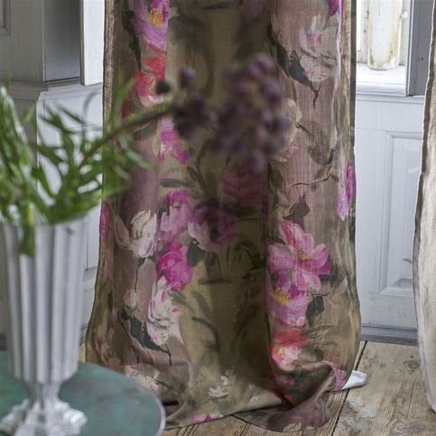 Damask Flower Damson Fabric by Designers Guild 