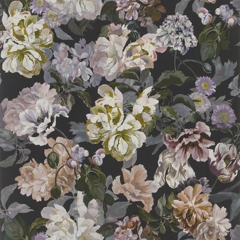 Delft Flower Charcoal Wallcovering by Designers Guild 