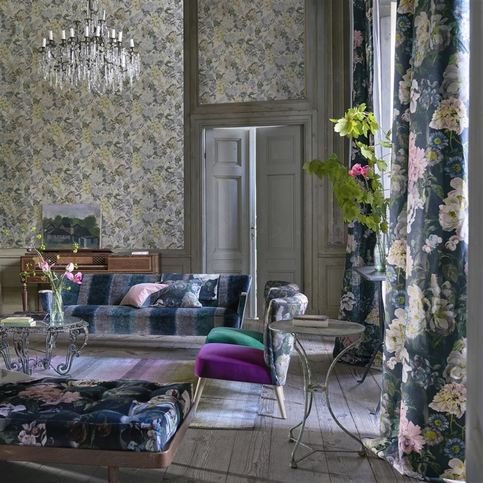 Delft Flower Duck Egg Wallcovering by Designers Guild