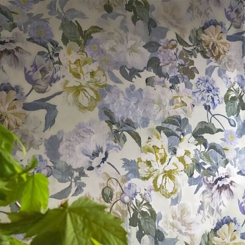 Delft Flower Duck Egg Wallcovering by Designers Guild