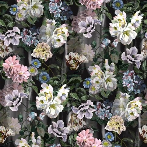 Delft Flower Grande Graphite Wallcovering by Designers Guild 