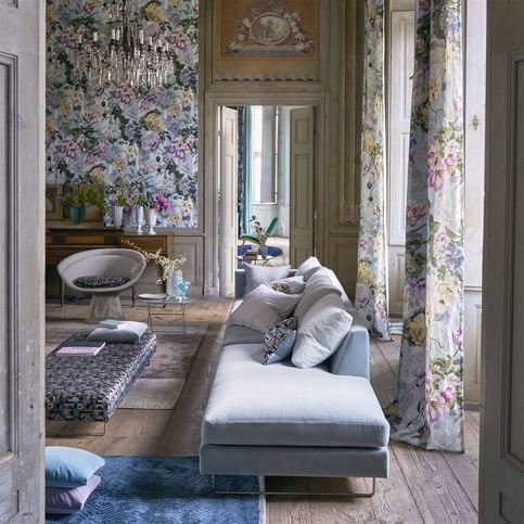 Delft Flower Grande Sky Wallcovering by Designers Guild 