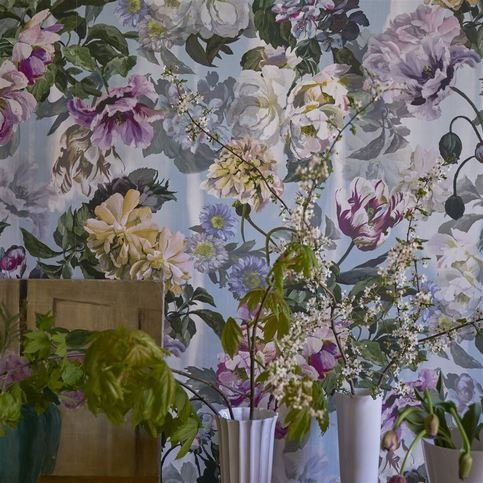 Delft Flower Grande Sky Wallcovering by Designers Guild 