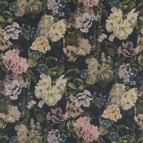 Delft Flower Graphite Fabric by Designers Guild 