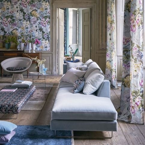 Delft Flower Sky Fabric by Designers Guild 