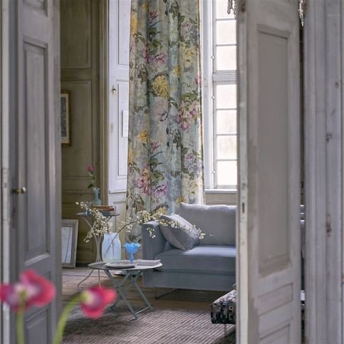 Delft Flower Sky Fabric by Designers Guild 
