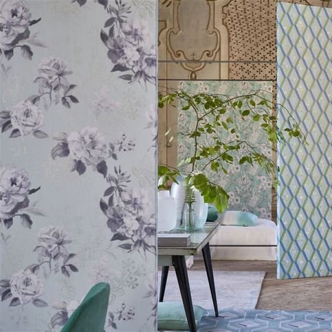 Emilie Aqua Wallcovering by Designers Guild