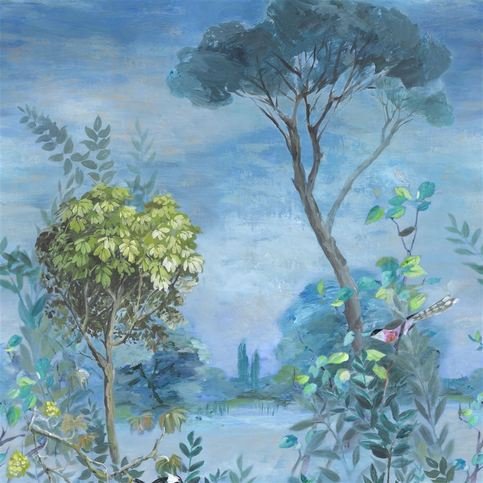 Giardino Segreto Scene 1 Delft Wallcovering by Designers Guild