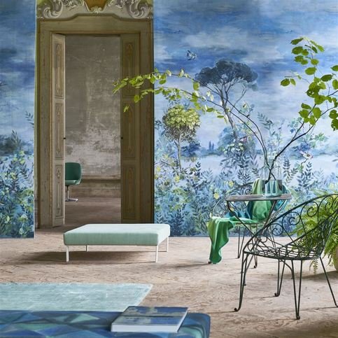 Giardino Segreto Scene 1 Delft Wallcovering by Designers Guild