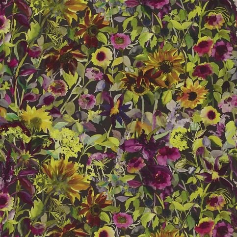 Indian Sunflower Graphite Fabric by Designers Guild 
