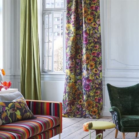 Indian Sunflower Graphite Fabric by Designers Guild 