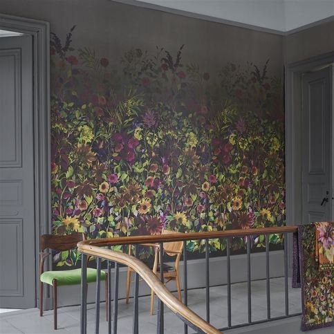 Indian Sunflower Graphite Wallcovering by Designers Guild
