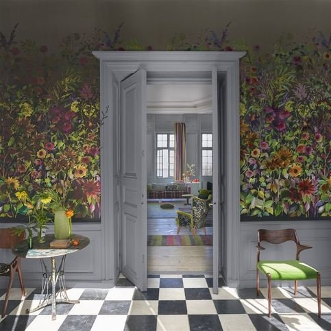 Indian Sunflower Graphite Wallcovering by Designers Guild