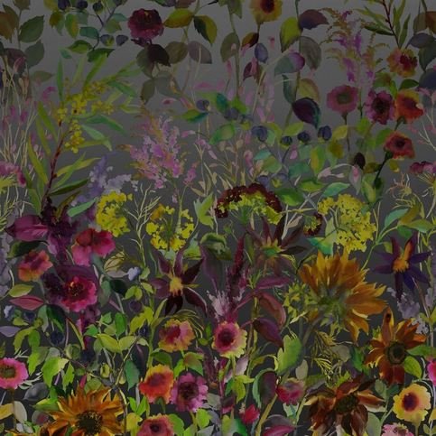 Indian Sunflower Graphite Wallcovering by Designers Guild