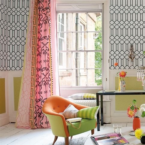 Porden Black and White Wallcovering by Designers Guild 