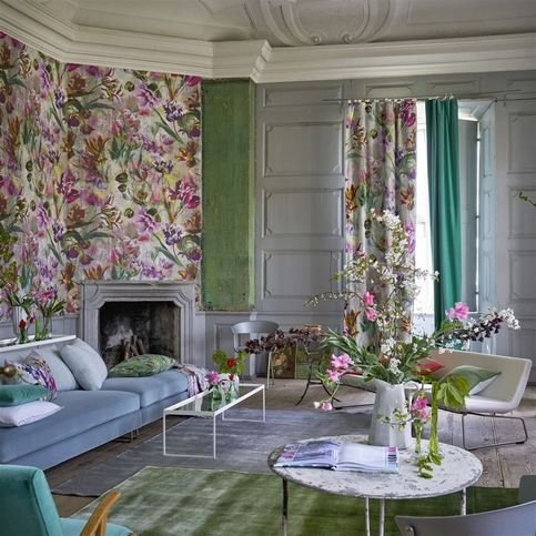 Tulipa Stellata Fuchsia Fabric by Designers Guild 