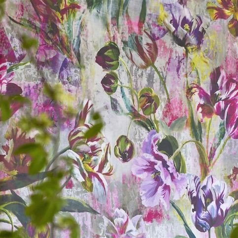 Tulipa Stellata Fuchsia Wallcovering by Designers Guild