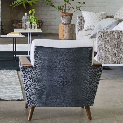 Voysey Graphite Fabric by Designers Guild