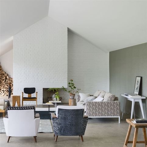 Voysey Graphite Fabric by Designers Guild