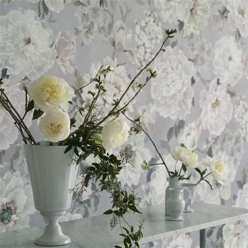 Fleur Blanche Platinum Wallcovering by Designers Guild