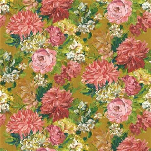 Fleurs D Artistes Terracotta Fabric by Designers Guild 