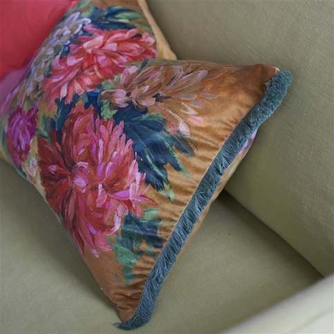 Fleurs D Artistes Velours Terracotta Cushion by Designers Guild