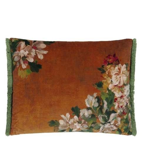 Fleurs D Artistes Velours Terracotta Cushion by Designers Guild