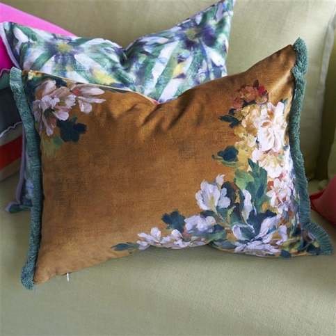 Fleurs D Artistes Velours Terracotta Cushion by Designers Guild