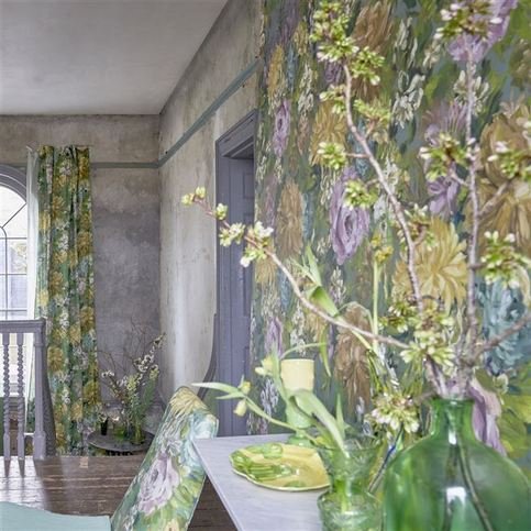 Fleurs D Artistes Vintage Green Wallcovering by Designers Guild