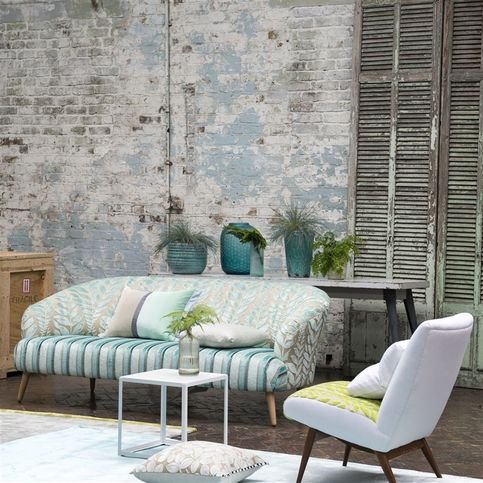 Foglia Duck Egg Fabric by Designers Guild 