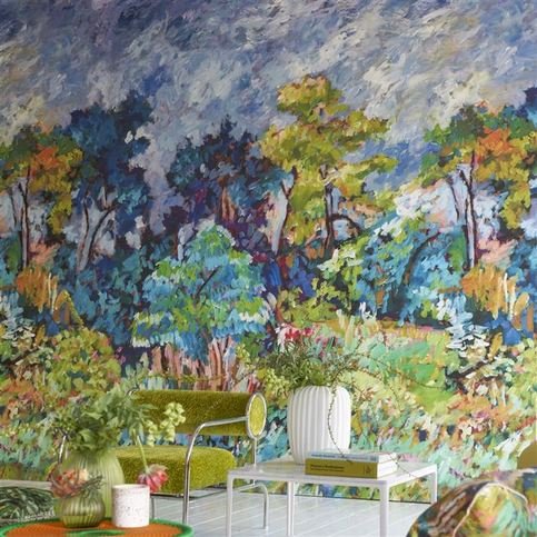 Foret Impressionniste Cobalt Wallcovering by Designers Guild