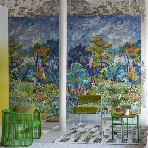Foret Impressionniste Cobalt Wallcovering by Designers Guild